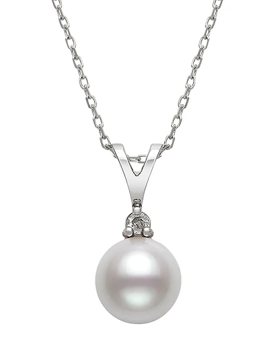 Bloomingdale's Fine Collection Diamond & Cultured Freshwater Pearl Pendant Necklace