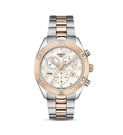 Tissot PR100 Link Bracelet Diamond Chronograph, 38mm