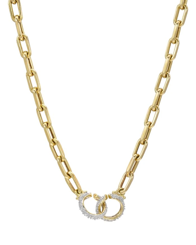 14K Yellow Gold Diamond Chain Necklace, 16"