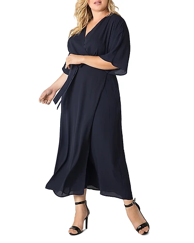 standards & practices Olivia Kimono-Sleeve Maxi Wrap Dress