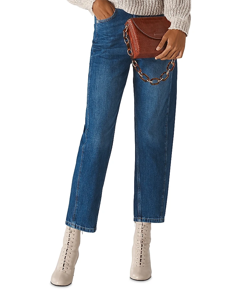 Whistles High-Rise Cropped Barrel-Leg Jeans