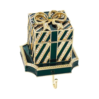 Olivia Riegel Striped Gift Box Crystal & Pewter Stocking Holder