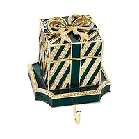 Olivia Riegel Striped Gift Box Crystal & Pewter Stocking Holder