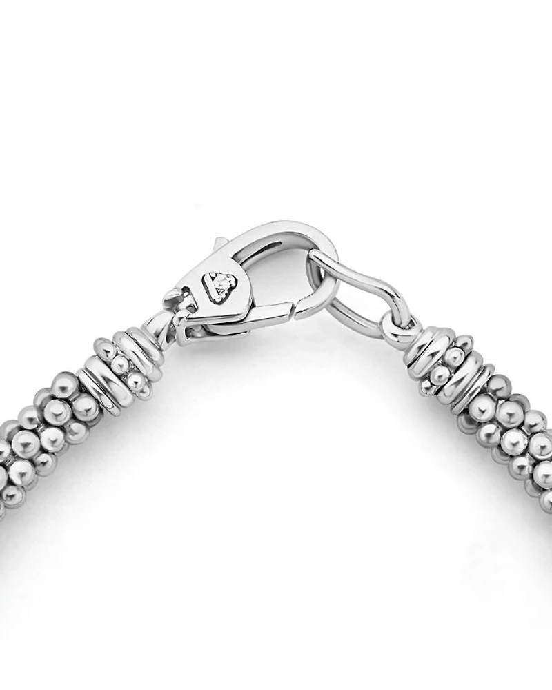 Sterling Silver Caviar Blue Ceramic Beaded Bracelet