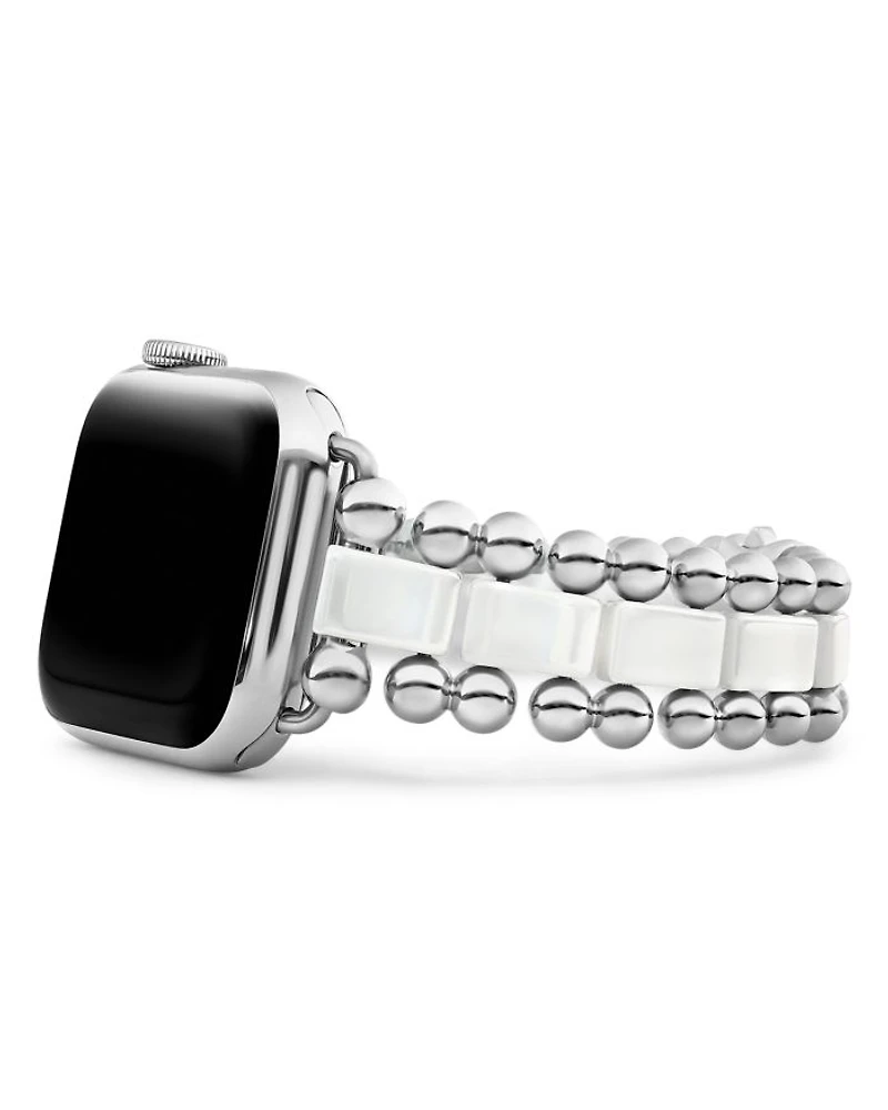 White Ceramic Smart Caviar Apple™ Watch Band, 38mm-42mm