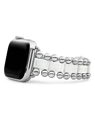 White Ceramic Smart Caviar Apple™ Watch Band, 38mm-42mm