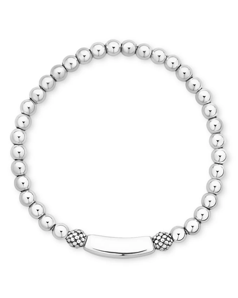 Sterling Silver Signature Caviar Love Station Bracelet