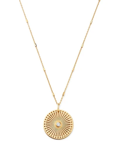 14K Yellow Gold & Diamond Sunbeam Medallion Pendant Necklace, 18"