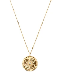 14K Yellow Gold & Diamond Sunbeam Medallion Pendant Necklace, 18"