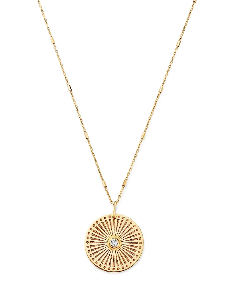 Zoe Chicco 14K Yellow Gold & Diamond Sunbeam Medallion Pendant Necklace, 18