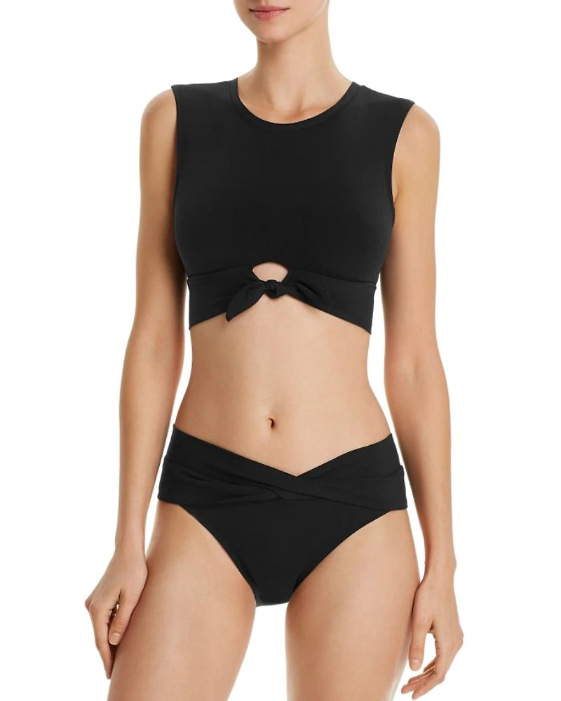 Ava Solid Twist-Front Bikini Bottom