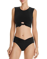 Ava Solid Twist-Front Bikini Bottom