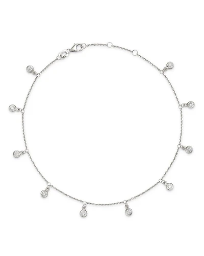 Diamond Bezel Droplet Ankle Bracelet in 14K Gold