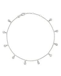 Diamond Bezel Droplet Ankle Bracelet in 14K Gold