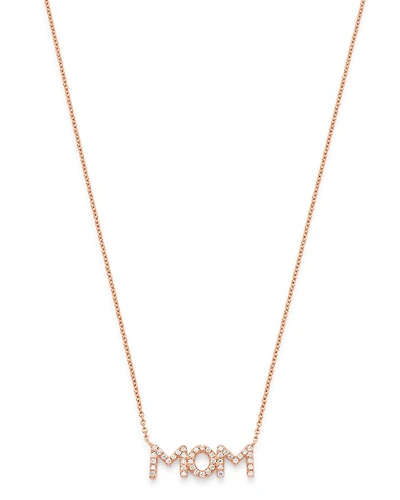 Diamond Mom Pendant Necklace in 14K Rose Gold, 0.08 tcw