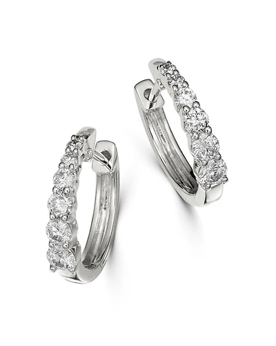 Diamond Graduated Hoop Earrings in 14K White Gold, 0.50 tcw