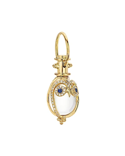 Temple St. Clair 18K Yellow Gold Multi-Gemstone & Diamond Owlet Pendant