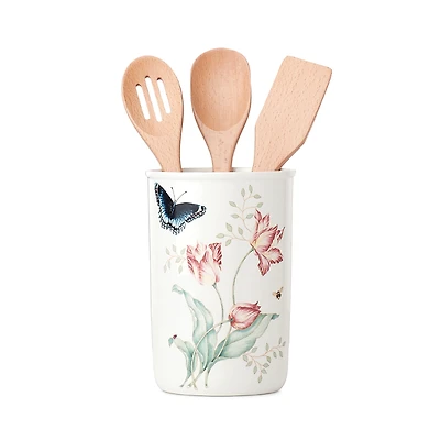 Butterfly 4 Piece Meadow Utensil Jar with 3 Kitchen Utensils