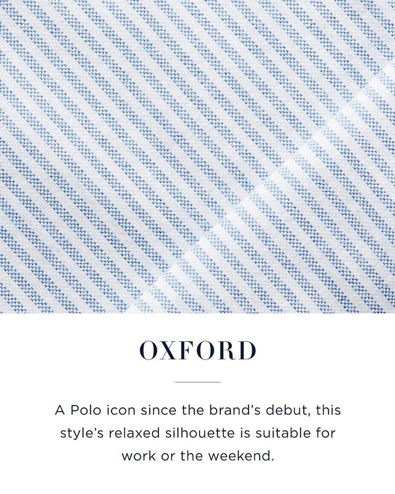 Classic Fit Long Sleeve Striped Cotton Oxford Button Down Shirt