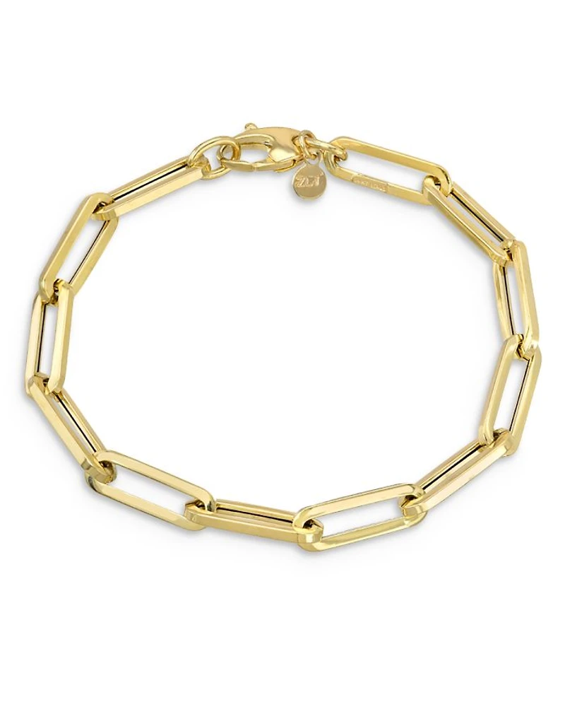 14K Yellow Gold Extra Large Paper Clip Chain Bracelet