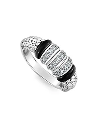 LAGOS Sterling Silver Black Caviar Diamond & Ceramic Statement Ring