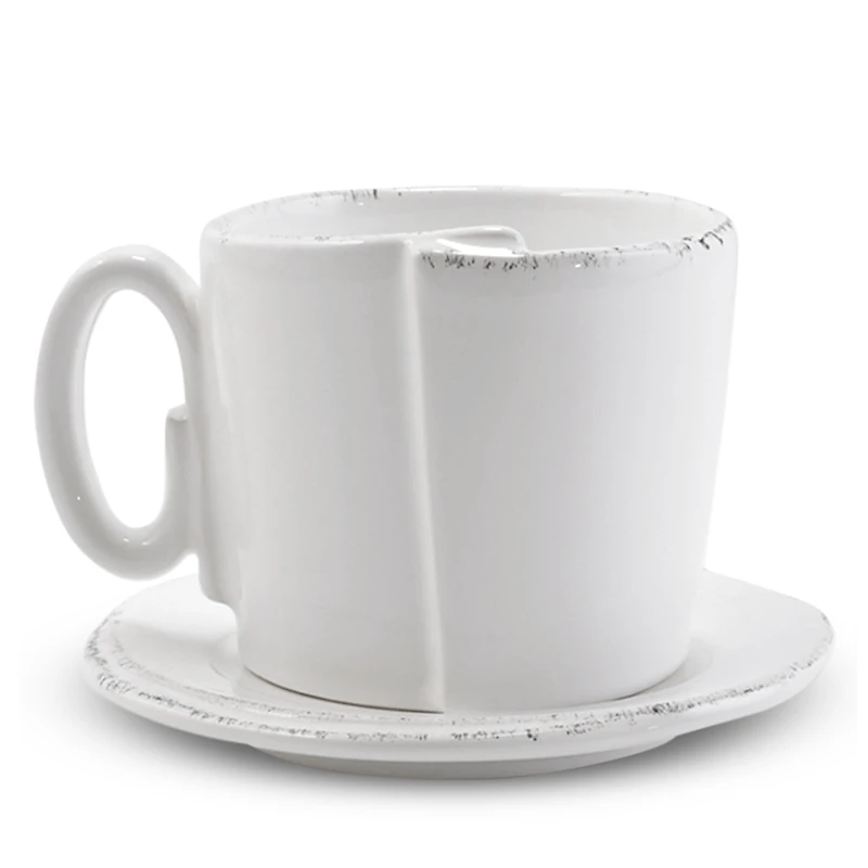 Vietri Lastra White Cup & Saucer