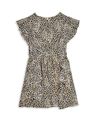 Girls' Leopard Print Ruffled Crepe Dress - Little Kid, Big Kid