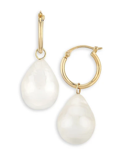 Bloomingdale's Fine Collection Baroque Cultured Pearl Drop Hoop Earrings