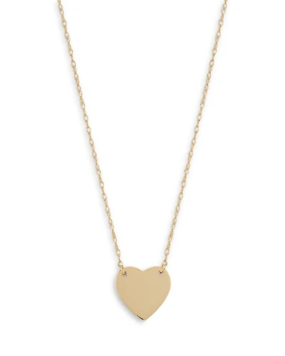14K Yellow Gold Heart Pendant Necklace, 16-18"