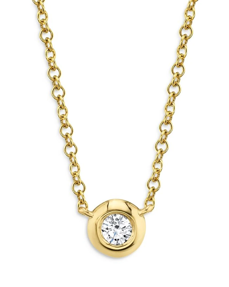 14K Yellow Gold Bezel-Set Diamond Pendant Necklace, 18" - Exclusive