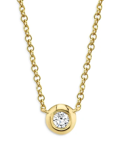 14K Yellow Gold Bezel-Set Diamond Pendant Necklace, 18" - Exclusive