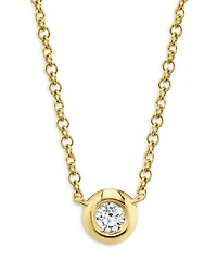 14K Yellow Gold Bezel-Set Diamond Pendant Necklace, 18" - Exclusive