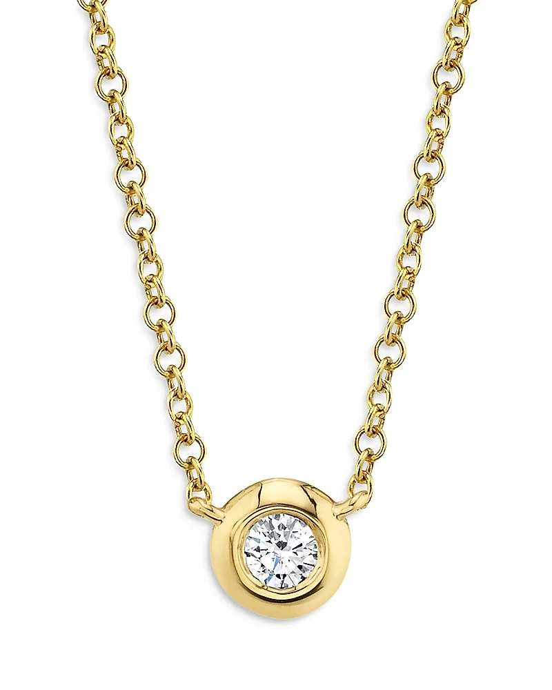 Moon & Meadow 14K Yellow Gold Bezel-Set Diamond Pendant Necklace, 18 - Exclusive