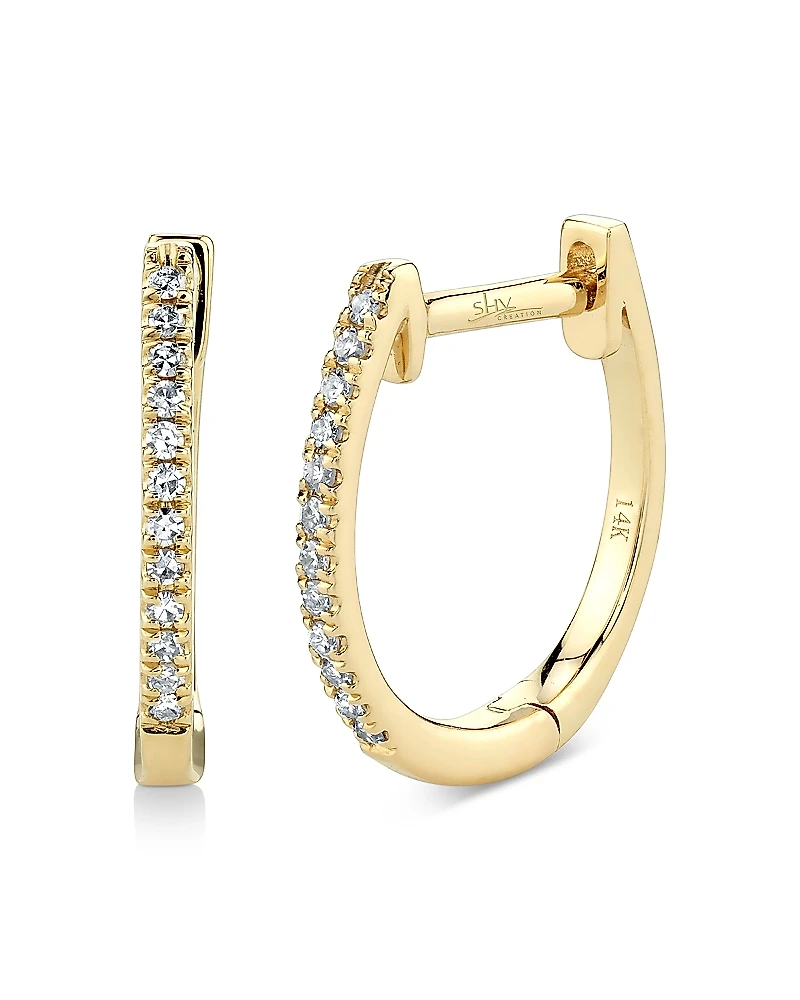 Moon & Meadow 14K Yellow Gold Diamond Huggie Hoop Earrings
