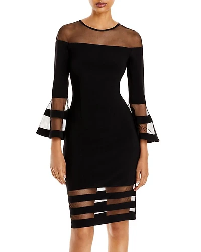 Bell-Sleeve Illusion Dress - Exclusive