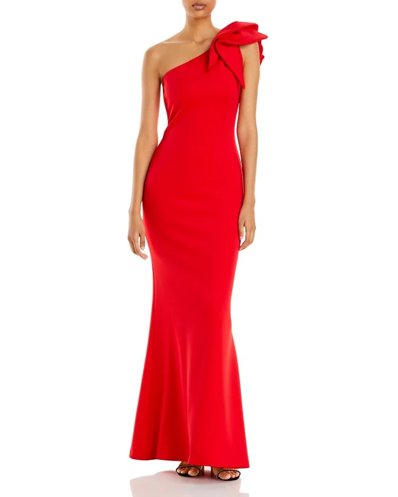 One-Shoulder Scuba Gown - Exclusive