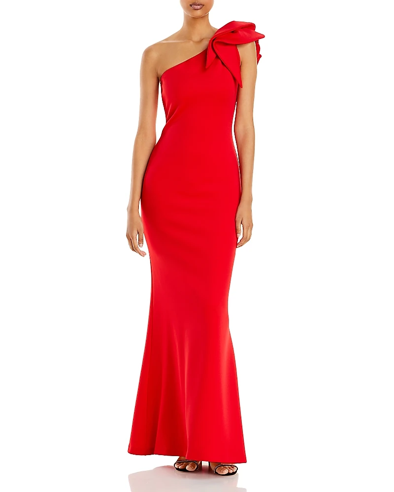 Aqua One-Shoulder Scuba Gown - Exclusive