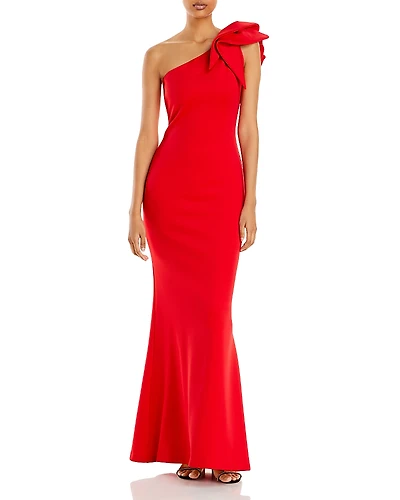 Aqua One-Shoulder Scuba Gown - Exclusive