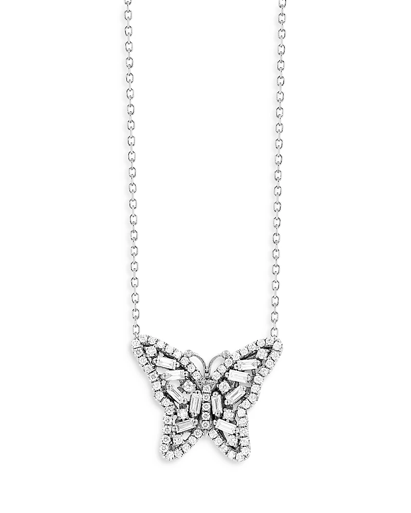 Suzanne Kalan 18K White Gold Diamond Butterfly Pendant Necklace, 18