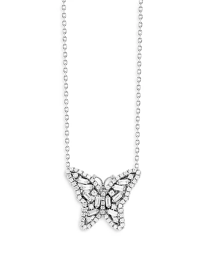 Suzanne Kalan 18K White Gold Diamond Butterfly Pendant Necklace, 18