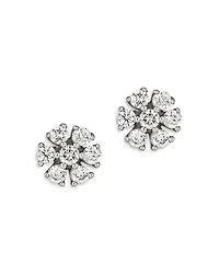 Diamond Flower Stud Earrings in 14K White Gold, 0.25 tcw