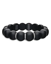 18K White Gold & Matte Black Ceramic Stretch Bracelet with Diamonds