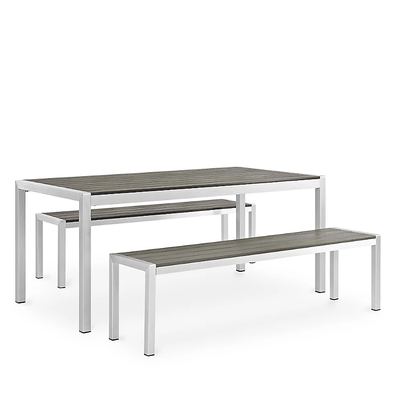 Modway Shore Outdoor Patio Aluminum Dining, Set of 3