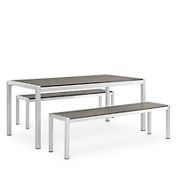 Modway Shore Outdoor Patio Aluminum Dining, Set of 3