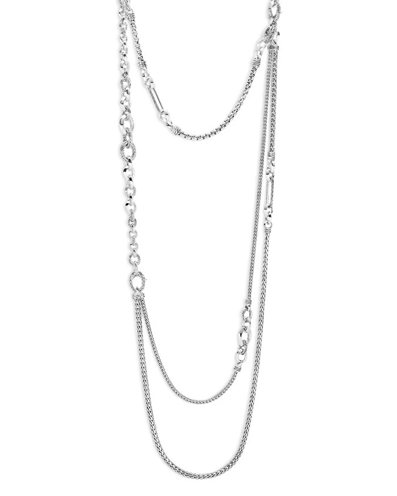 Sterling Silver Classic Chain Layered Necklace, 34"