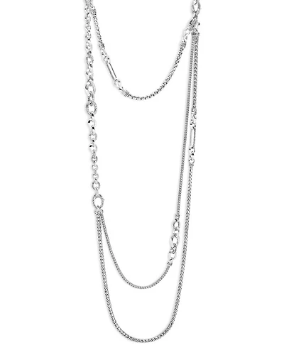 Sterling Silver Classic Chain Layered Necklace, 34"