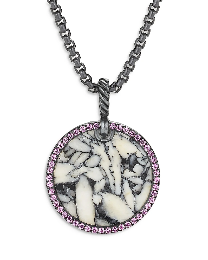 David Yurman Sterling Silver Dy Elements Artist Series Disc Pendant with Pinolith & Rubies