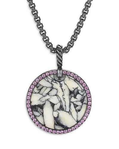 David Yurman Sterling Silver Dy Elements Artist Series Disc Pendant with Pinolith & Rubies