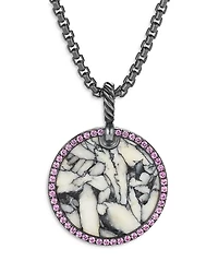 David Yurman Sterling Silver Dy Elements Artist Series Disc Pendant with Pinolith & Rubies