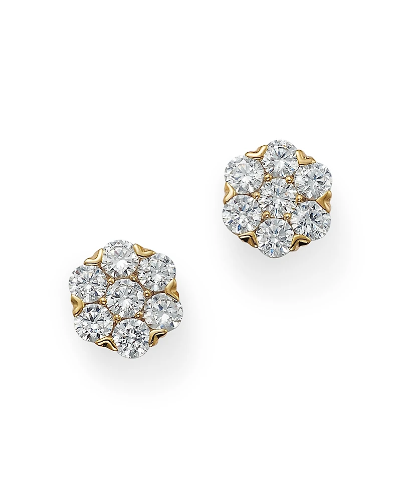 Bloomingdale's Fine Collection Round Cut Diamond Cluster Stud Earrings